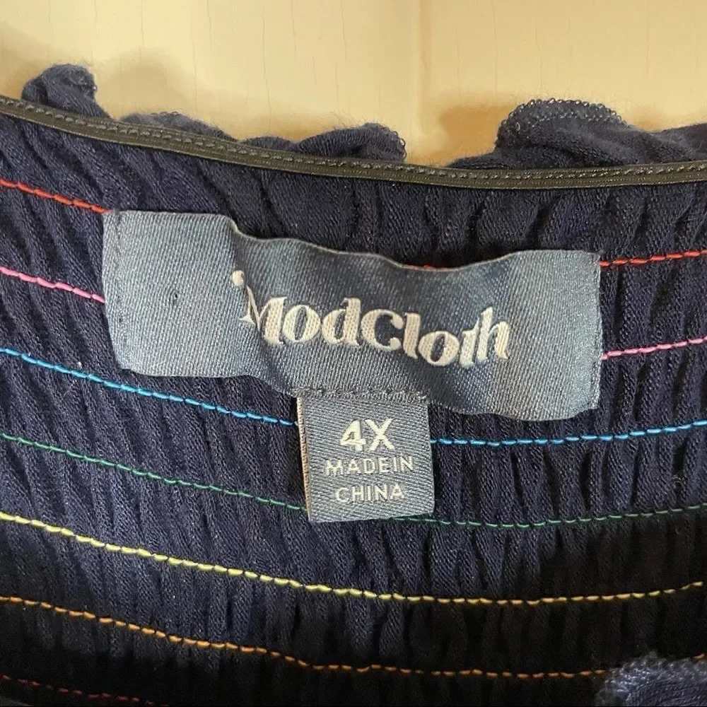ModCloth Smocked Rainbow Maxi Dress Plus Size 4X